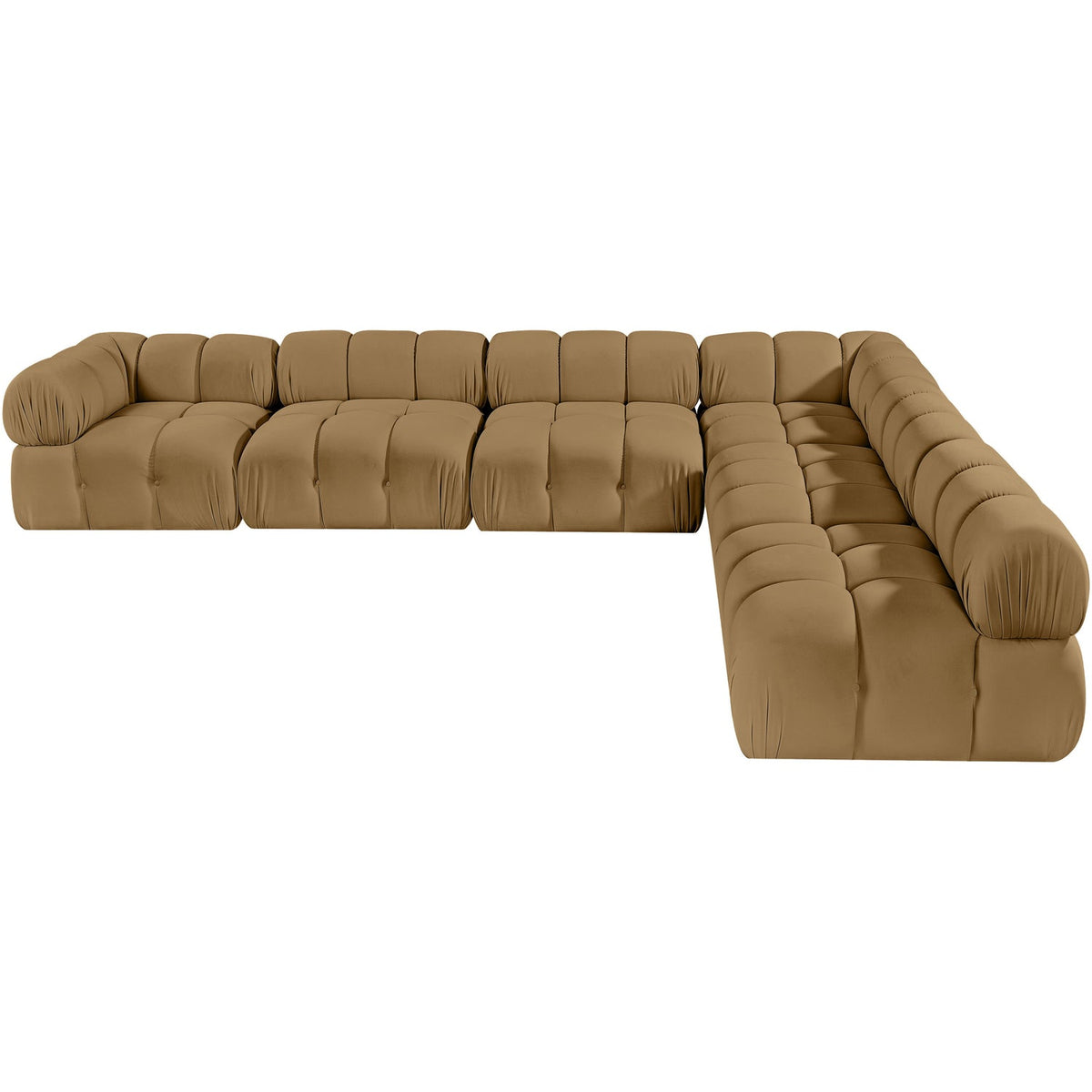 Orin Saddle Velvet Performance Fabric Upholstered 6 Piece Modular Sectional Sofa