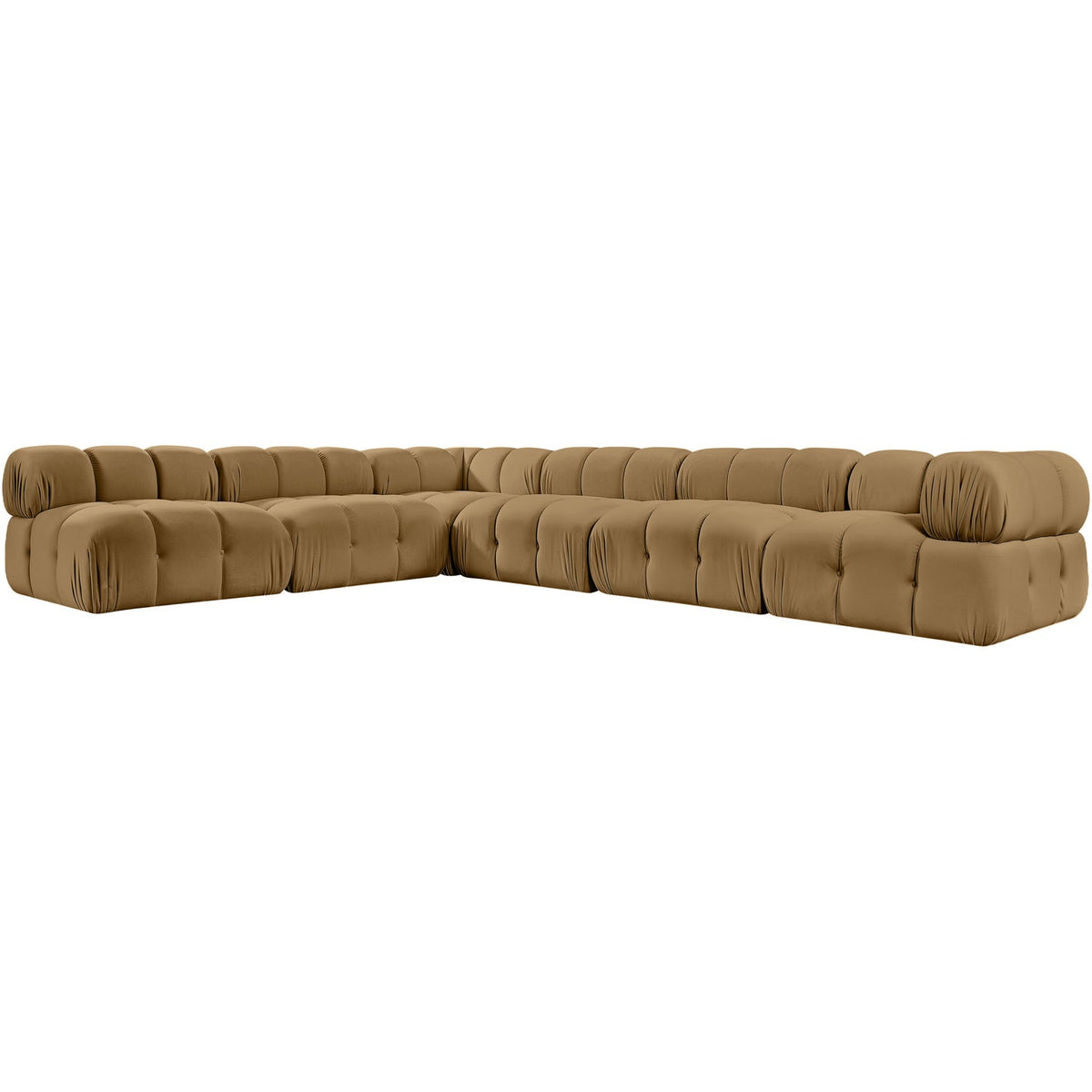 Orin Saddle Velvet Performance Fabric Upholstered 6 Piece Modular Sectional Sofa