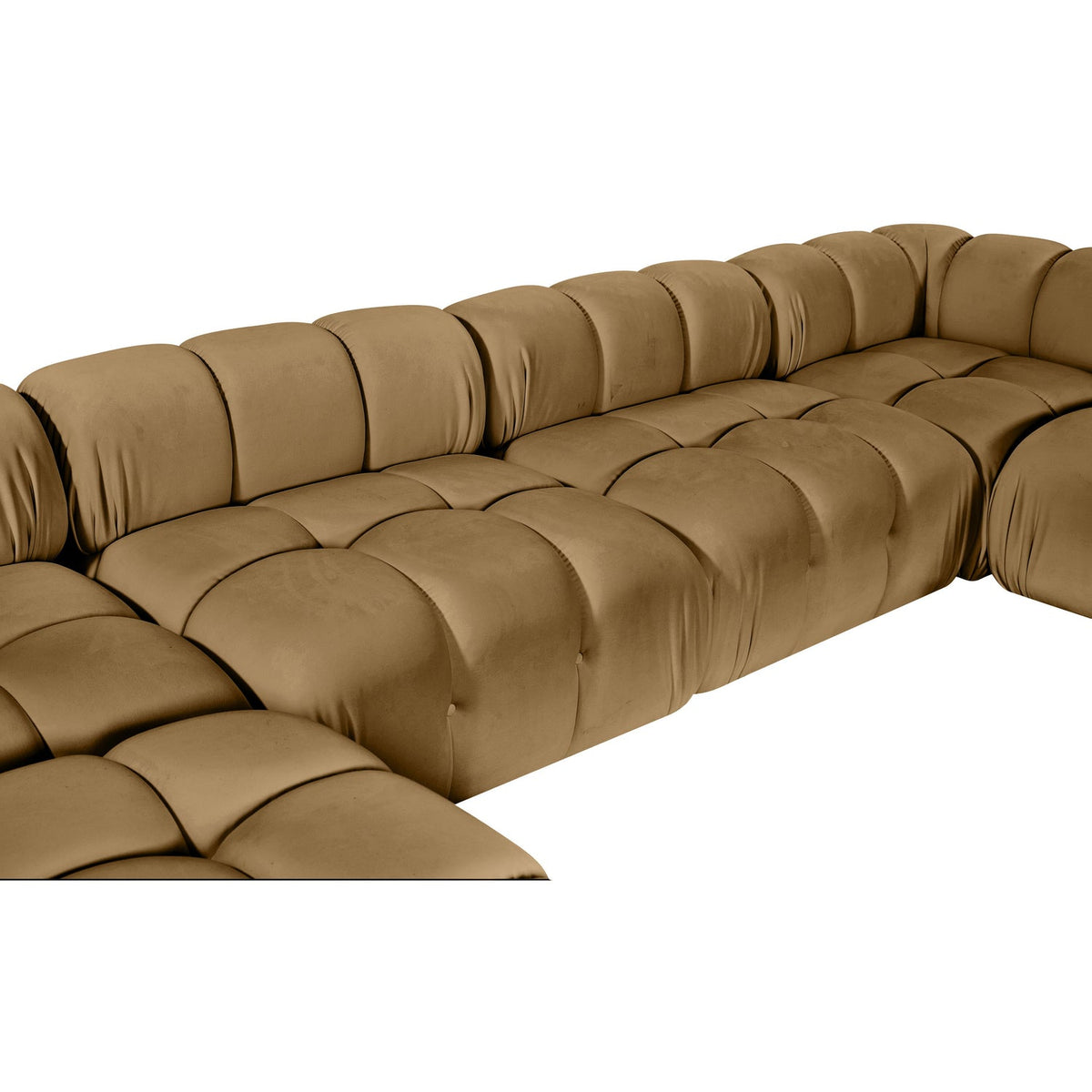 Orin Saddle Velvet Performance Fabric Upholstered 6 Piece Modular Sectional Sofa
