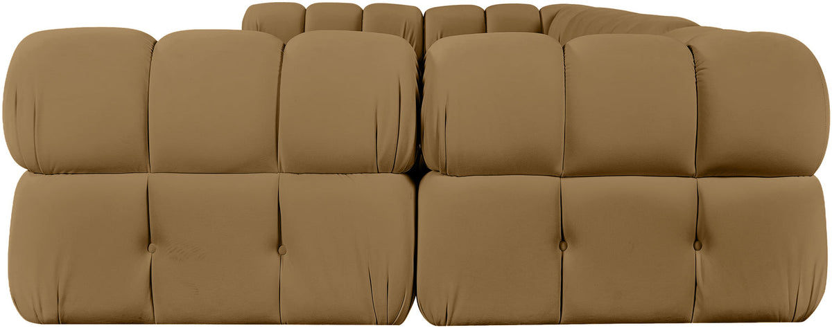 Orin Saddle Velvet Performance Fabric Upholstered 6 Piece Modular Sectional Sofa