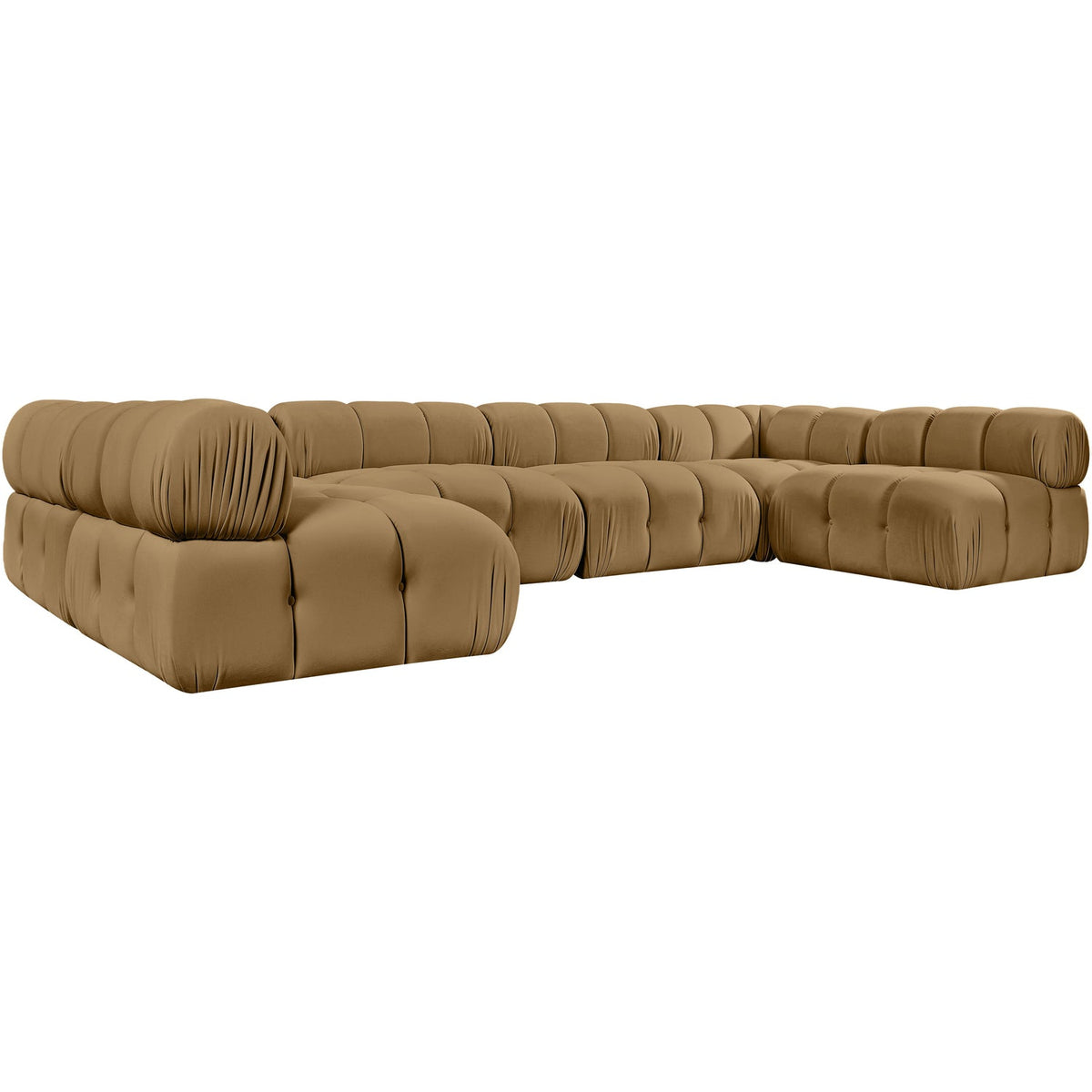 Orin Saddle Velvet Performance Fabric Upholstered 6 Piece Modular Sectional Sofa