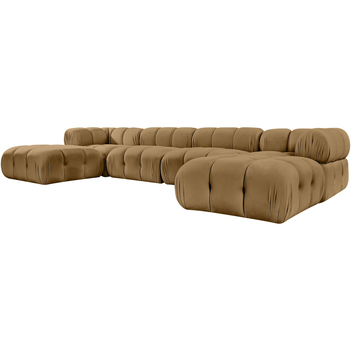 Orin Saddle Velvet Performance Fabric Upholstered 6 Piece Modular Sectional Sofa