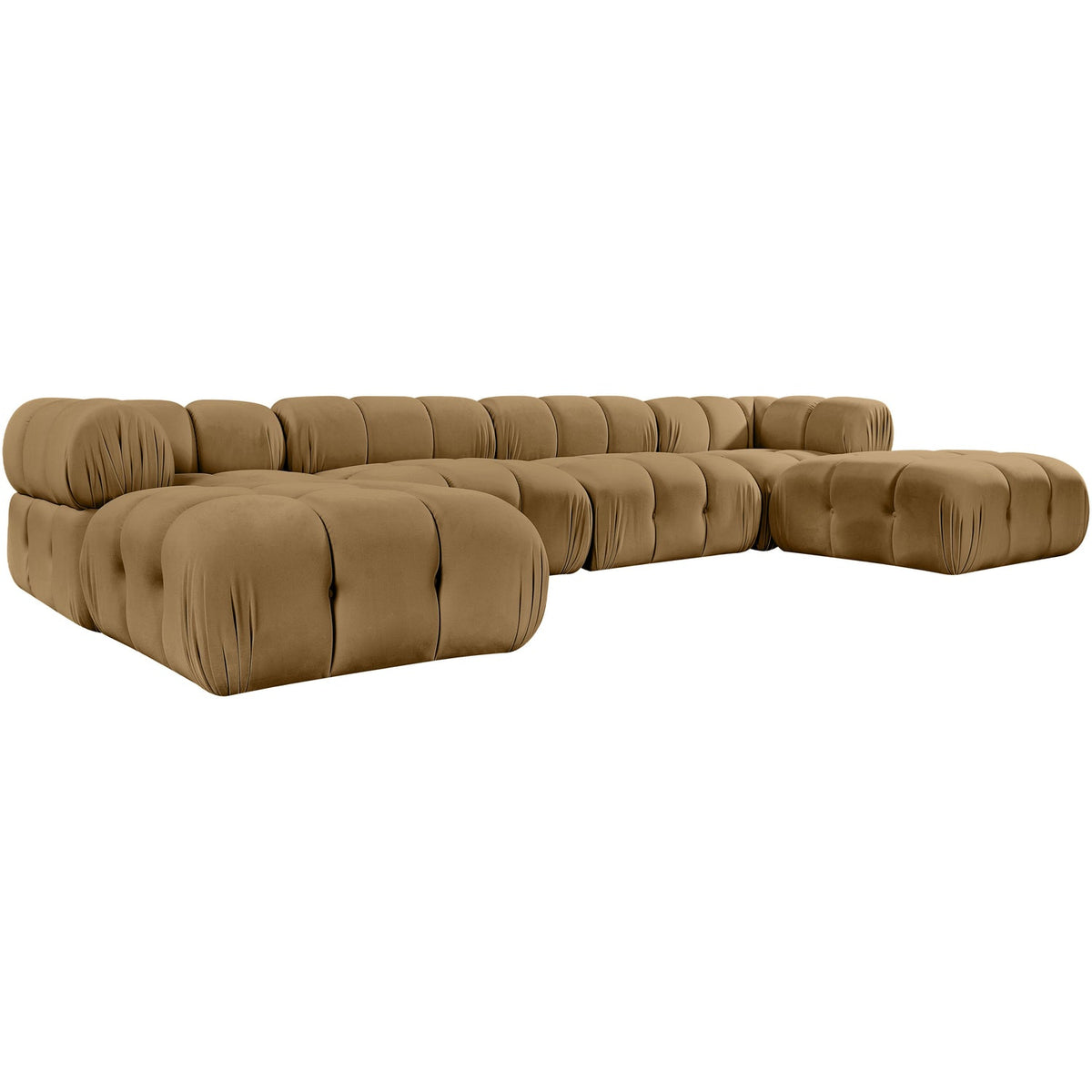 Orin Saddle Velvet Performance Fabric Upholstered 6 Piece Modular Sectional Sofa