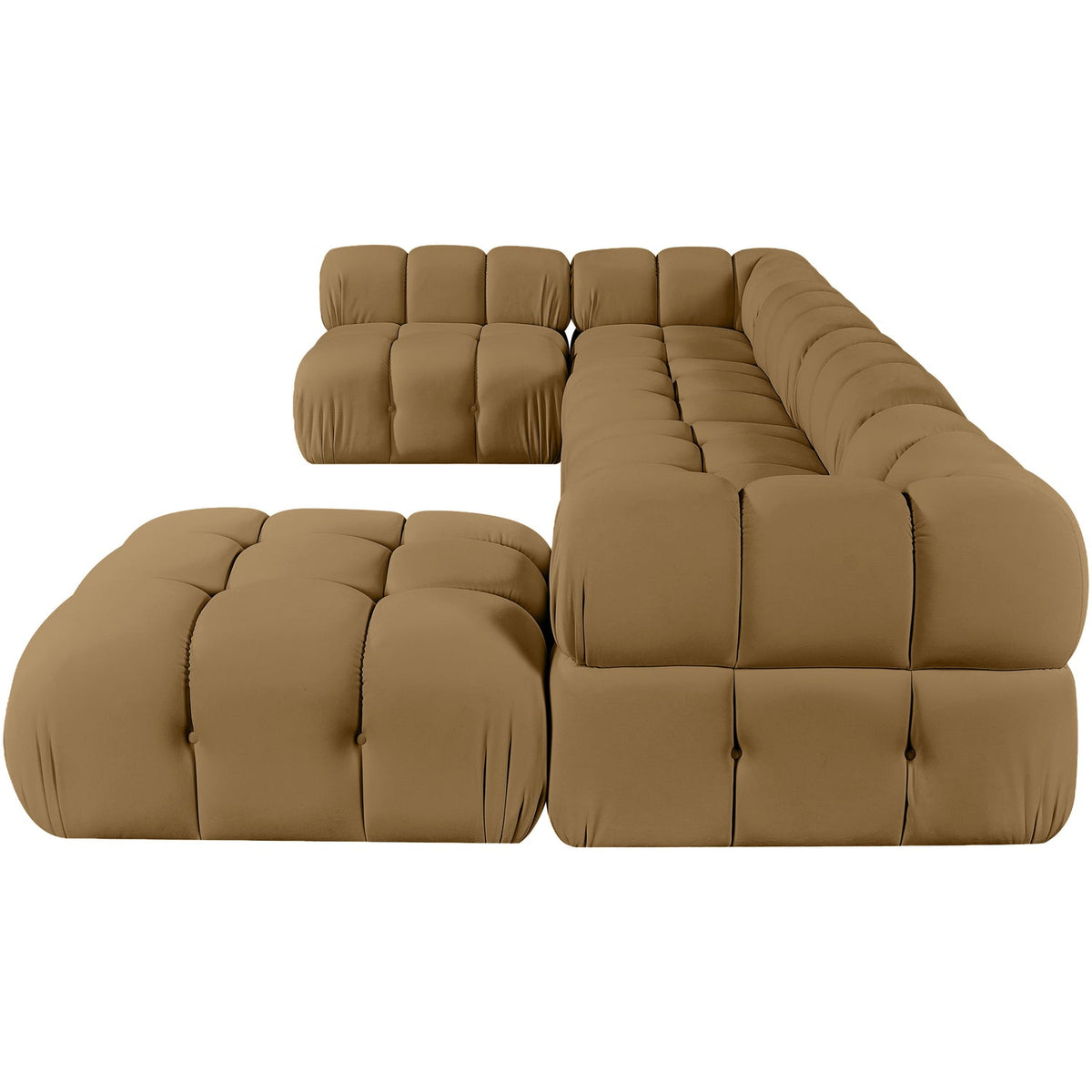Orin Saddle Velvet Performance Fabric Upholstered 6 Piece Modular Sectional Sofa