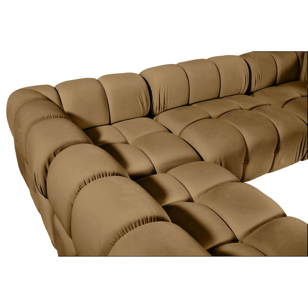 Orin Saddle Velvet Performance Fabric Upholstered 6 Piece Modular Sectional Sofa