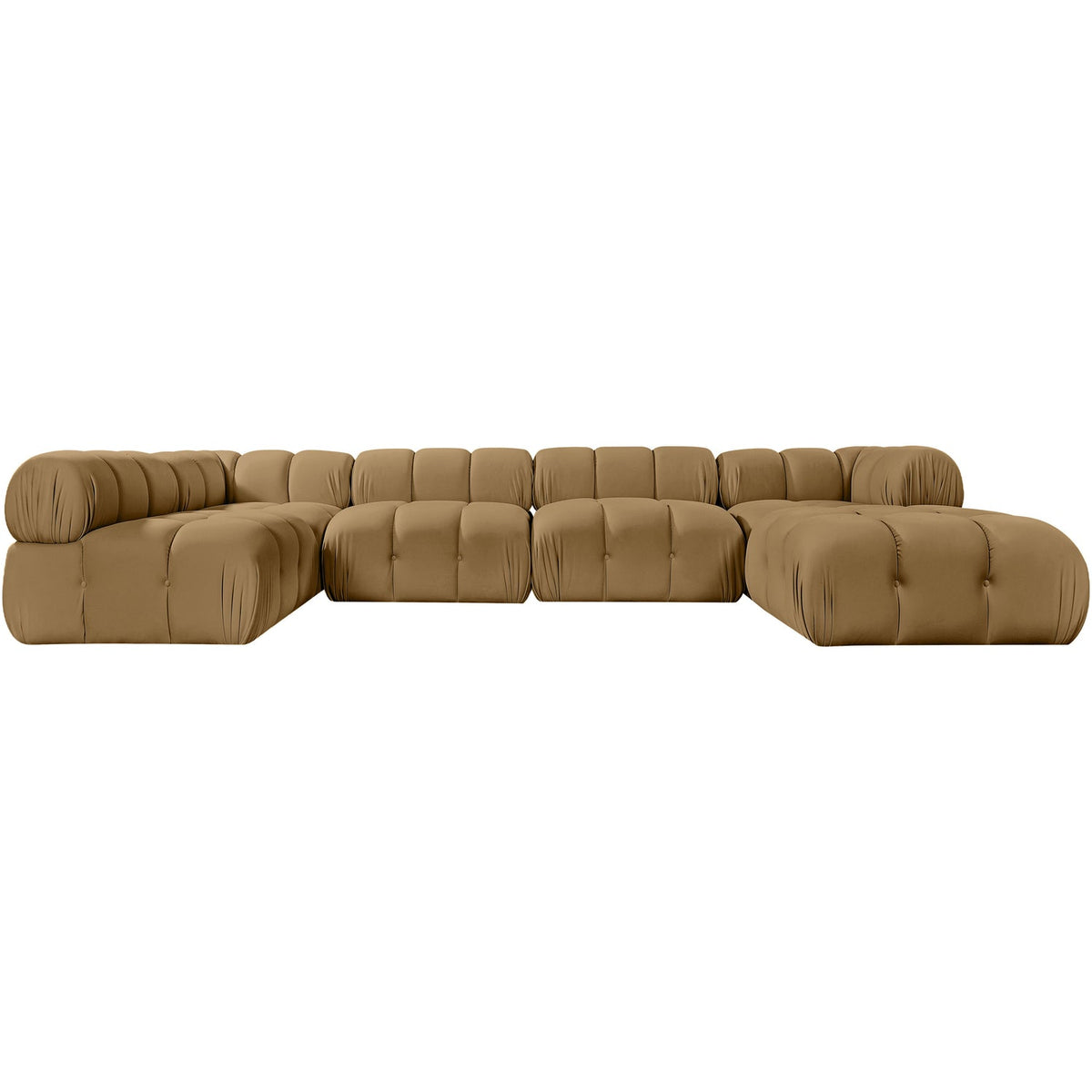 Orin Saddle Velvet Performance Fabric Upholstered 6 Piece Modular Sectional Sofa