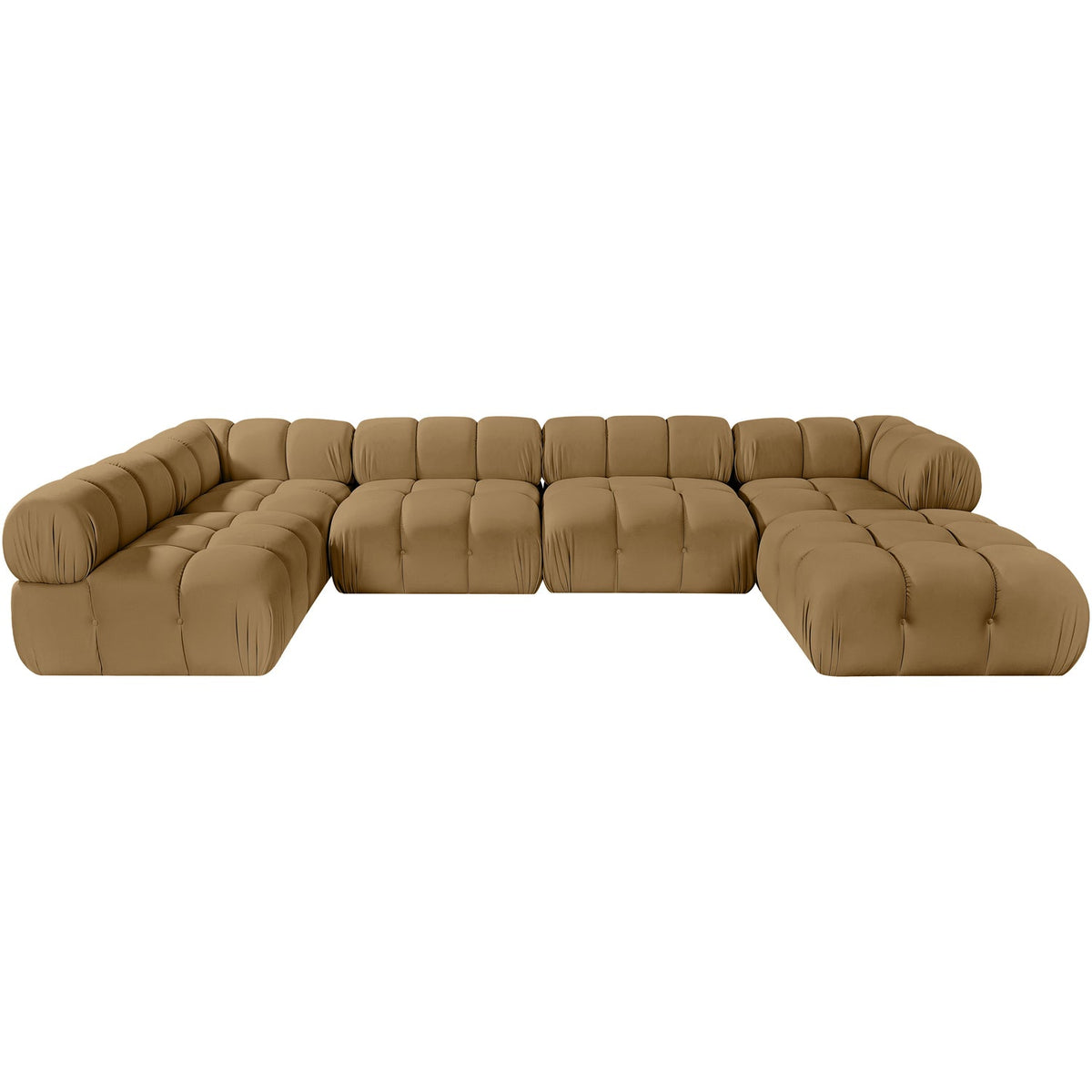 Orin Saddle Velvet Performance Fabric Upholstered 6 Piece Modular Sectional Sofa