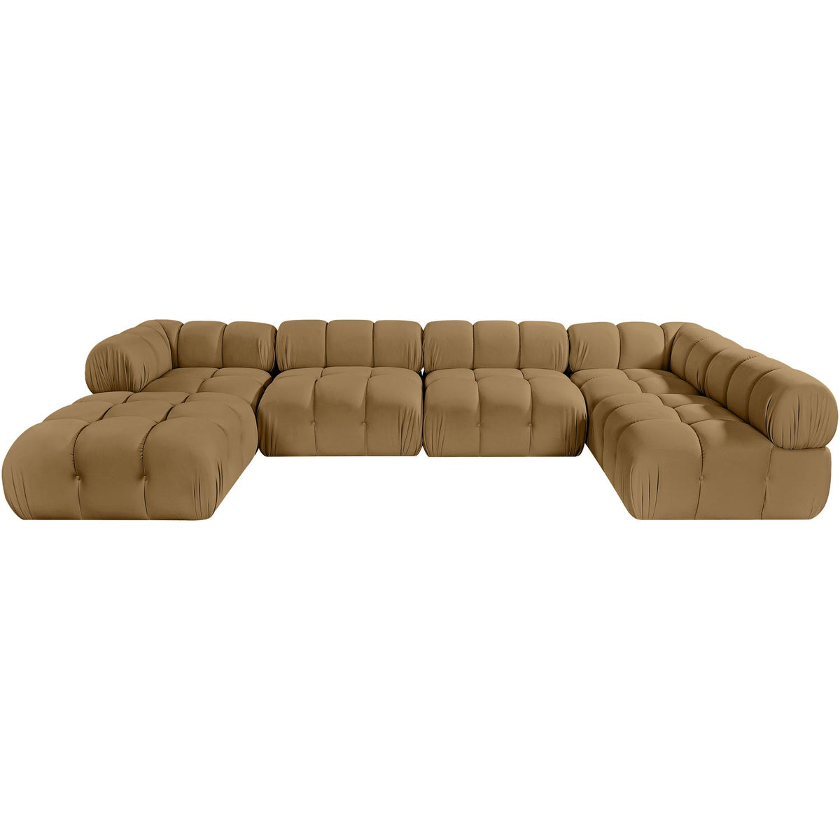 Orin Saddle Velvet Performance Fabric Upholstered 6 Piece Modular Sectional Sofa
