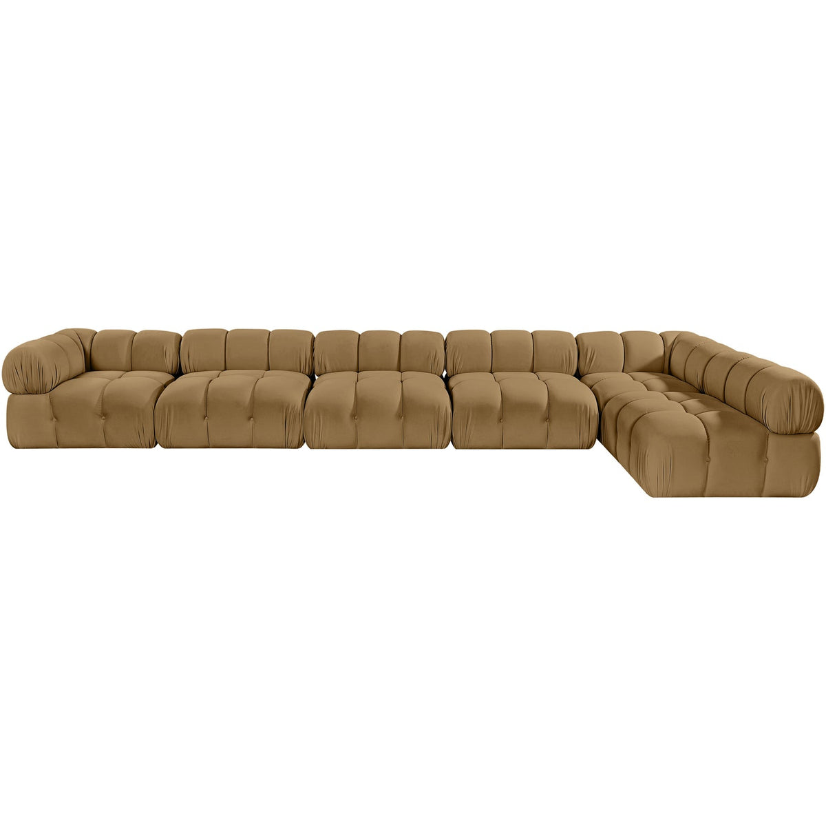 Orin Saddle Velvet Performance Fabric Upholstered 6 Piece Modular Sectional Sofa