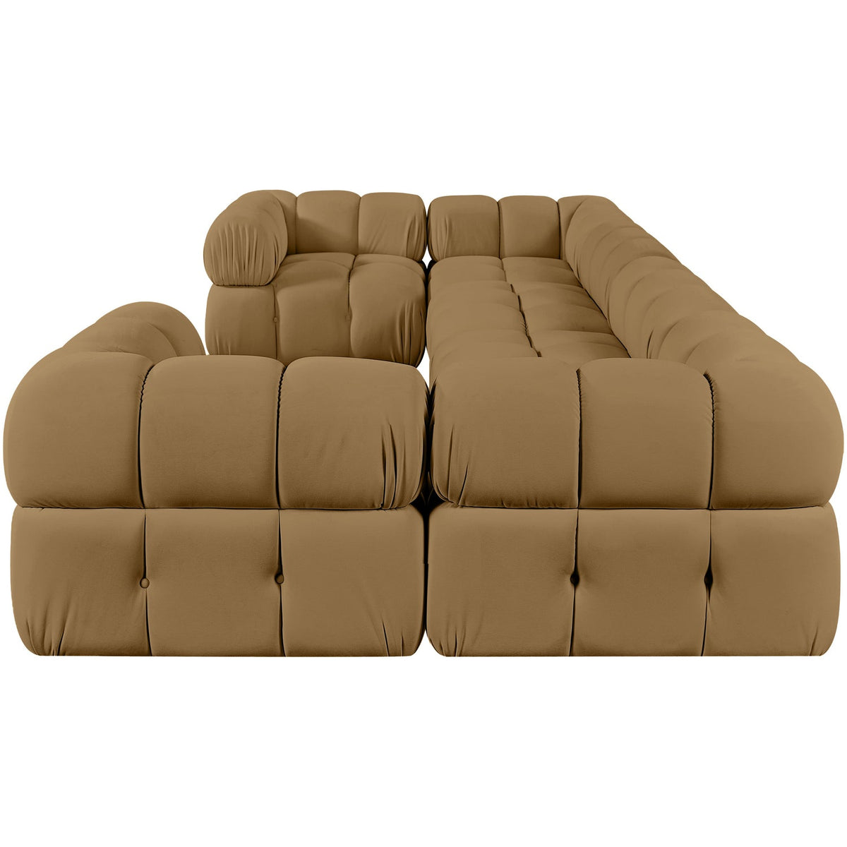 Orin Saddle Velvet Performance Fabric Upholstered 6 Piece Modular Sectional Sofa