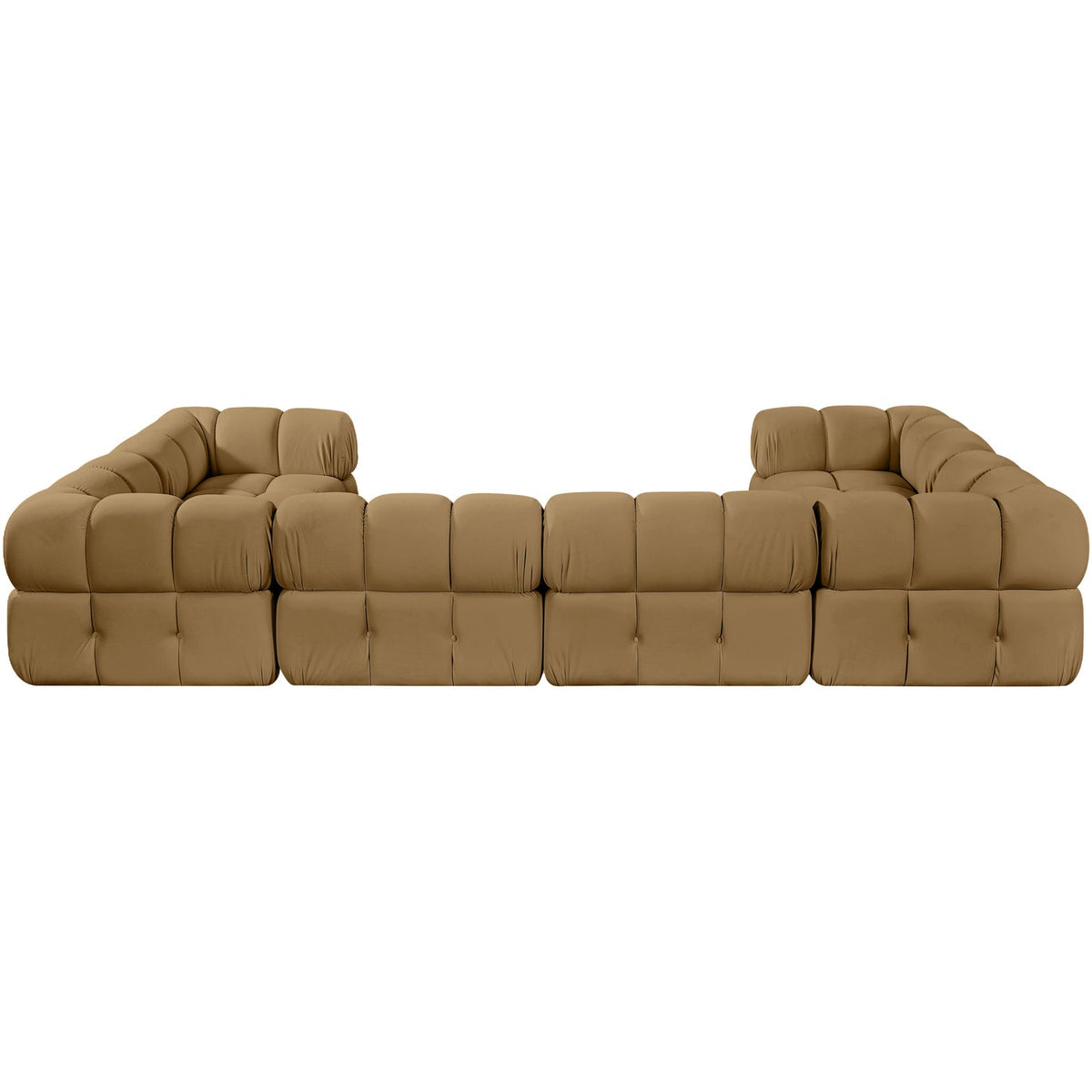 Orin Saddle Velvet Performance Fabric Upholstered 6 Piece Modular Sectional Sofa