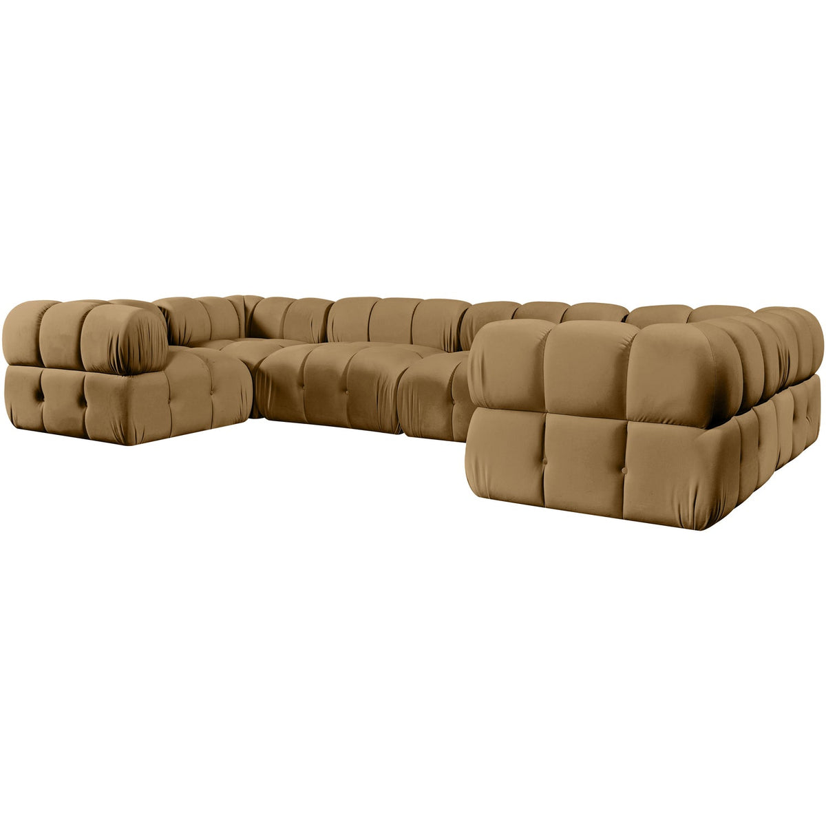 Orin Saddle Velvet Performance Fabric Upholstered 6 Piece Modular Sectional Sofa