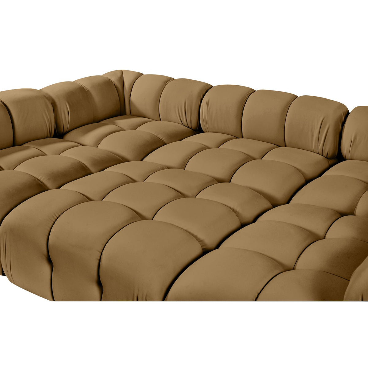 Orin Saddle Velvet Performance Fabric Upholstered 6 Piece Modular Sectional Sofa