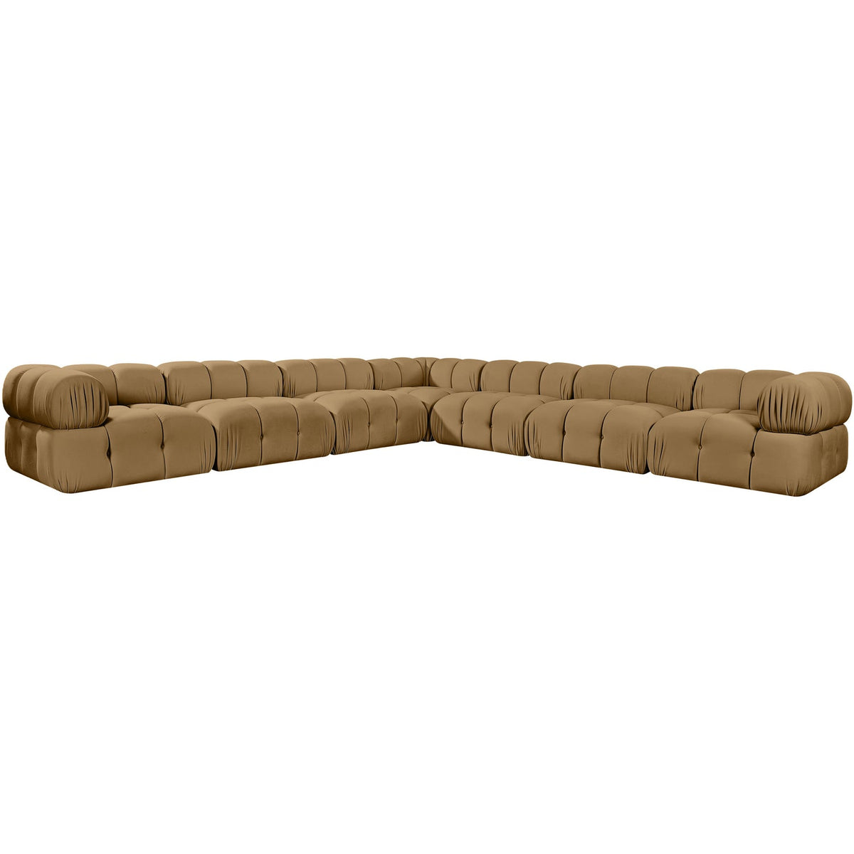 Orin Saddle Velvet Performance Fabric Upholstered 7 Piece Modular Sectional Sofa