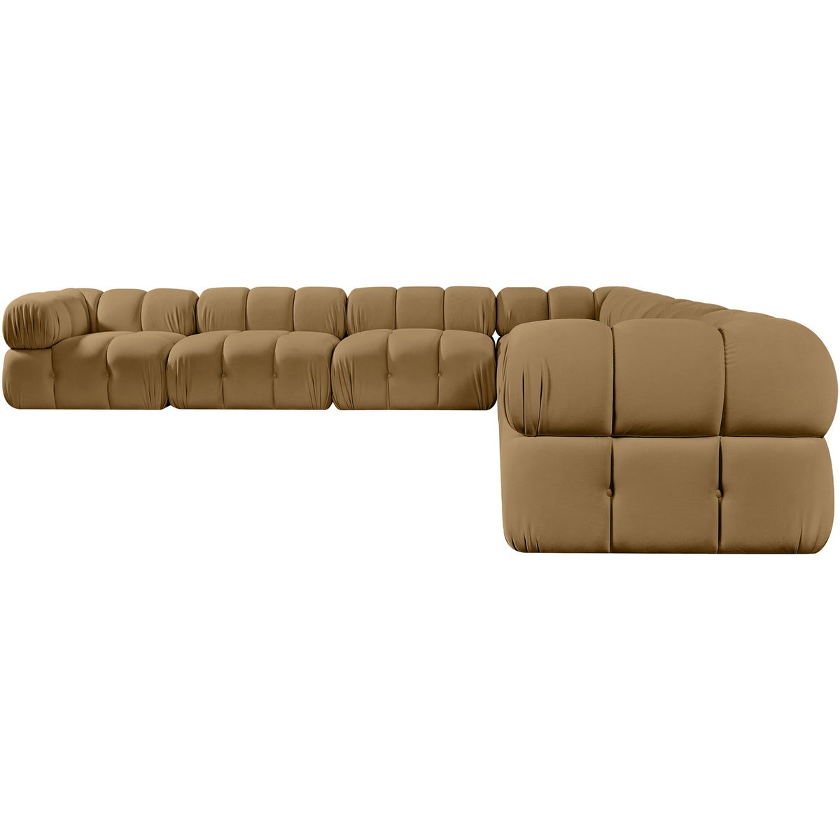 Orin Saddle Velvet Performance Fabric Upholstered 7 Piece Modular Sectional Sofa