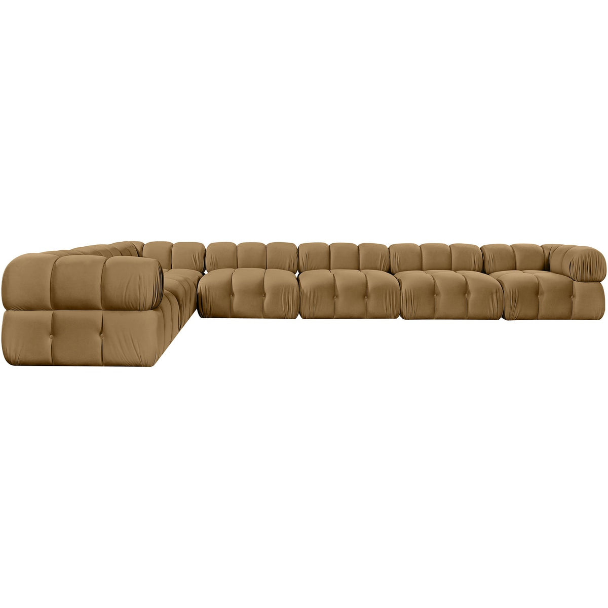 Orin Saddle Velvet Performance Fabric Upholstered 7 Piece Modular Sectional Sofa