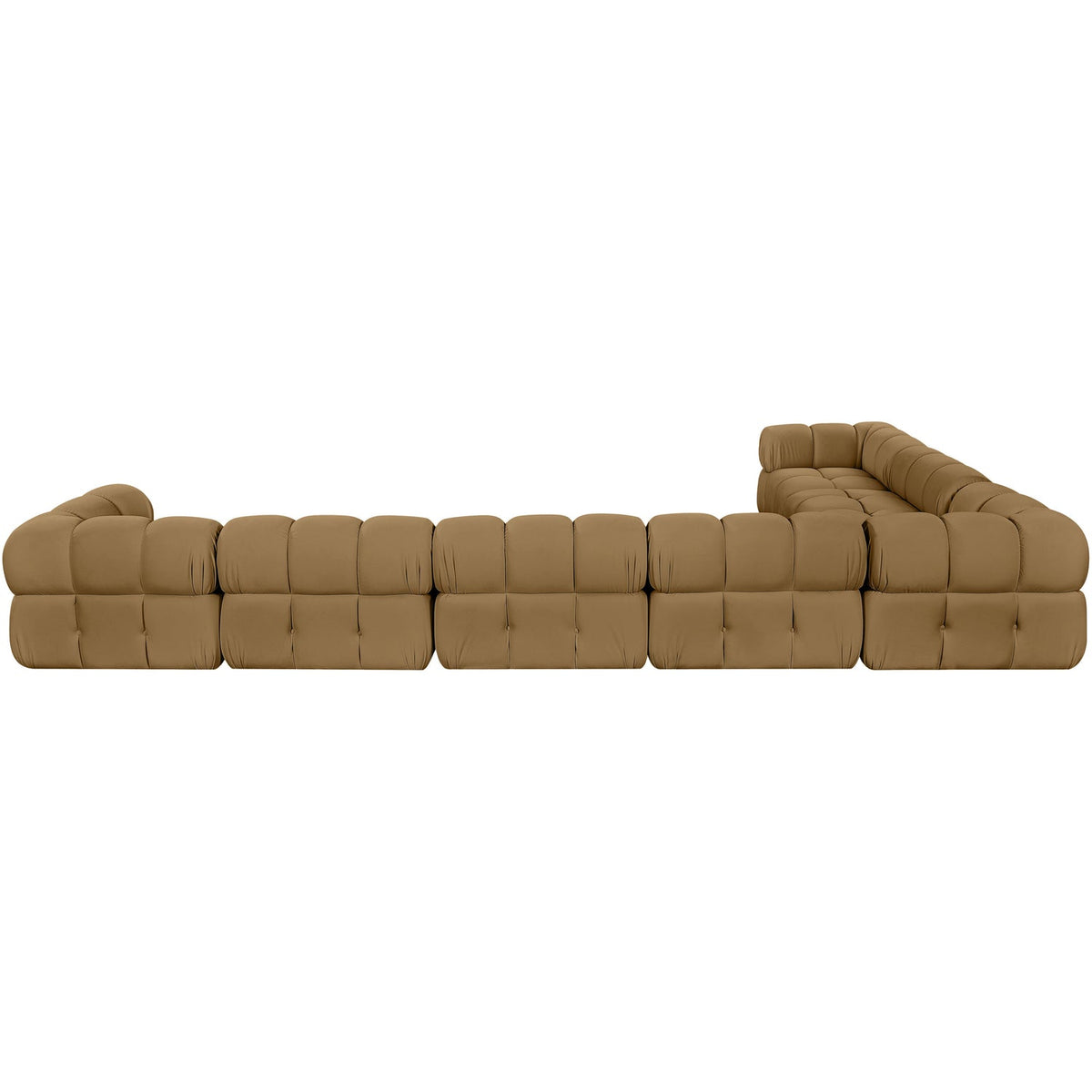 Orin Saddle Velvet Performance Fabric Upholstered 7 Piece Modular Sectional Sofa