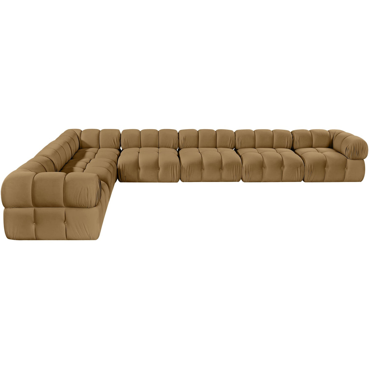 Orin Saddle Velvet Performance Fabric Upholstered 7 Piece Modular Sectional Sofa
