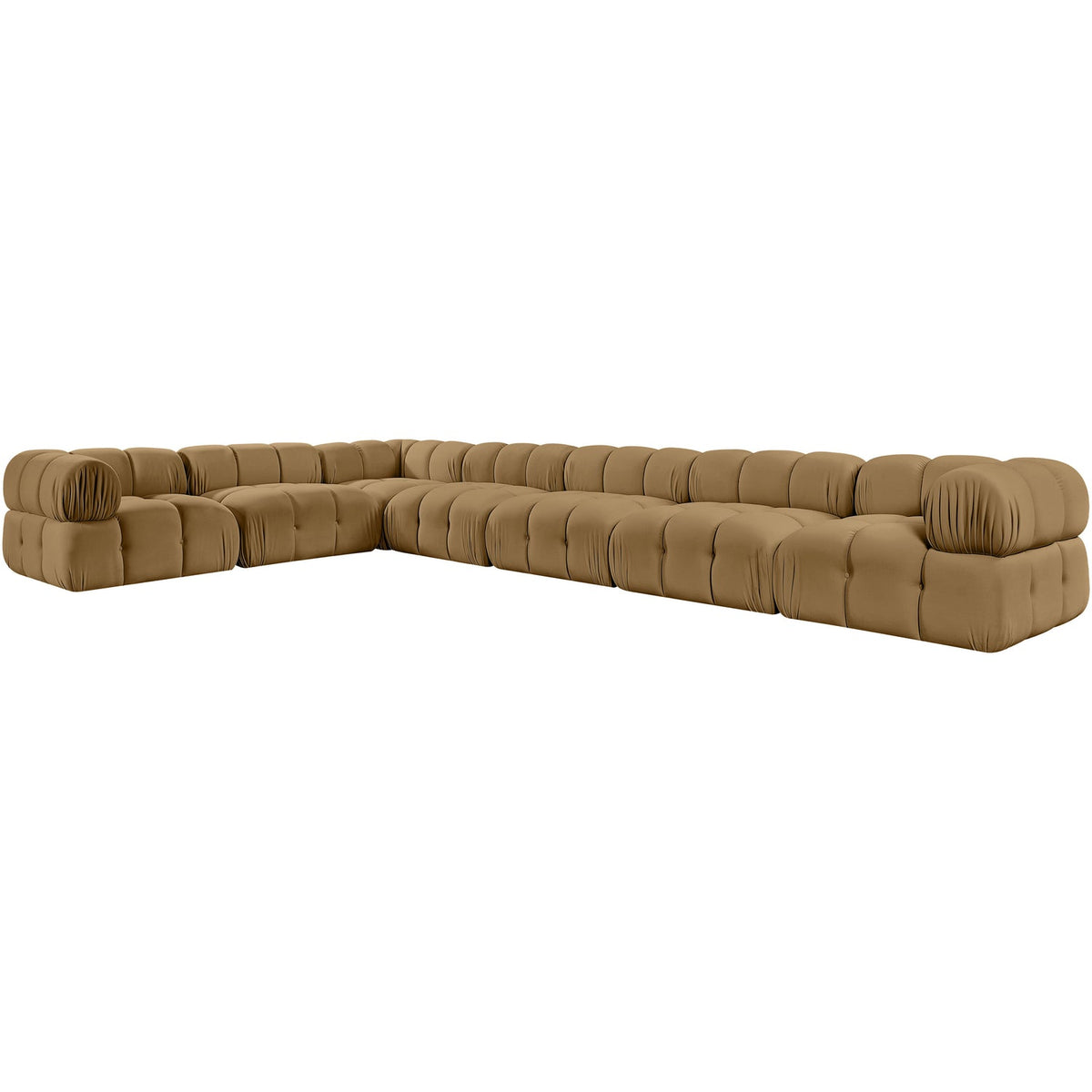 Orin Saddle Velvet Performance Fabric Upholstered 7 Piece Modular Sectional Sofa