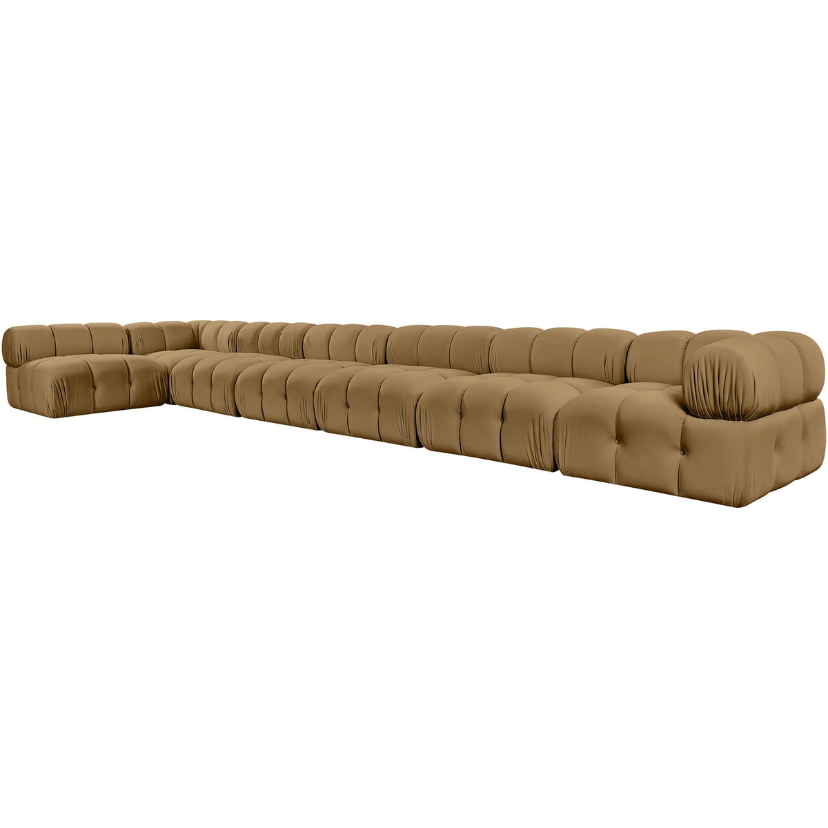 Orin Saddle Velvet Performance Fabric Upholstered 7 Piece Modular Sectional Sofa