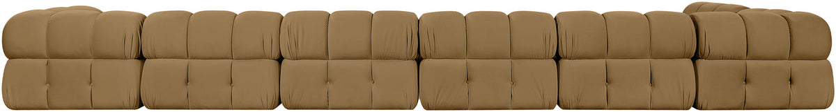 Orin Saddle Velvet Performance Fabric Upholstered 7 Piece Modular Sectional Sofa