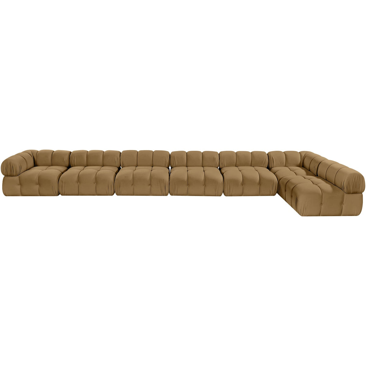 Orin Saddle Velvet Performance Fabric Upholstered 7 Piece Modular Sectional Sofa