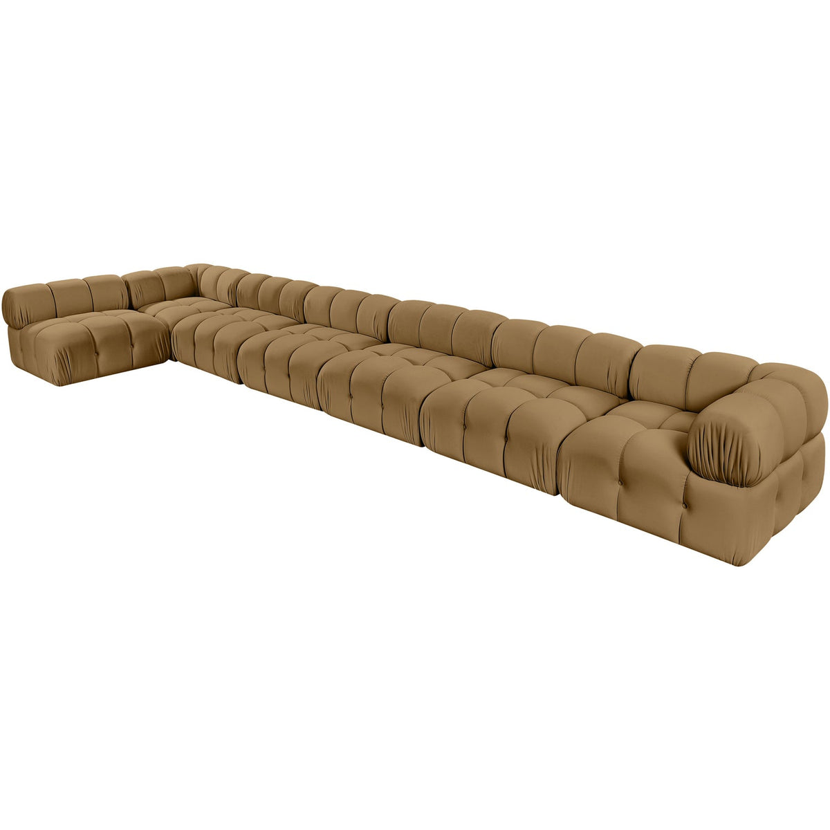 Orin Saddle Velvet Performance Fabric Upholstered 7 Piece Modular Sectional Sofa