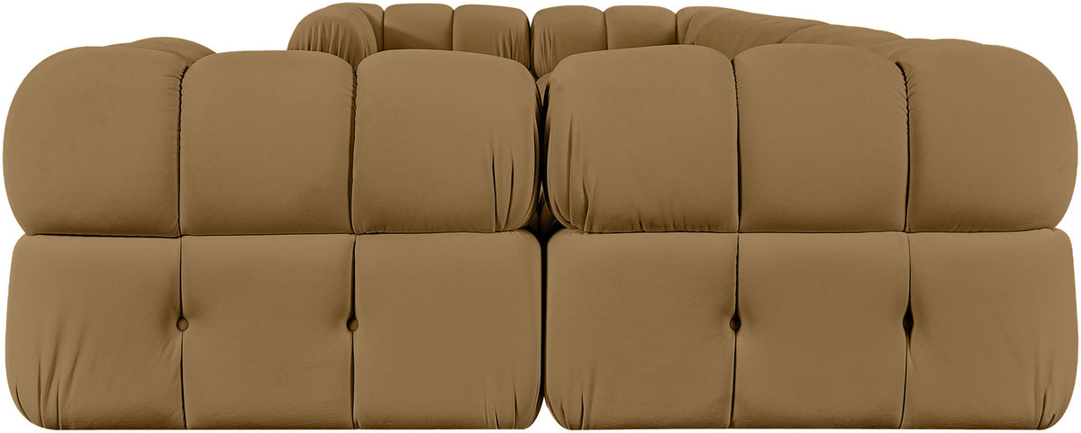 Orin Saddle Velvet Performance Fabric Upholstered 7 Piece Modular Sectional Sofa