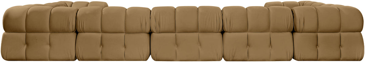 Orin Saddle Velvet Performance Fabric Upholstered 7 Piece Modular Sectional Sofa