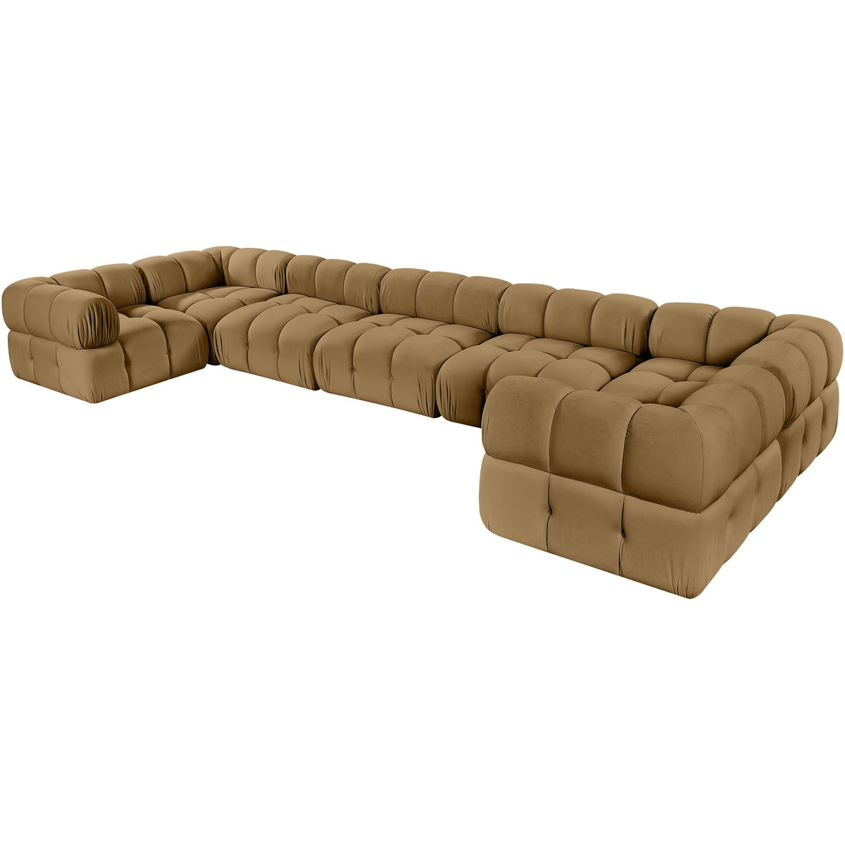 Orin Saddle Velvet Performance Fabric Upholstered 7 Piece Modular Sectional Sofa