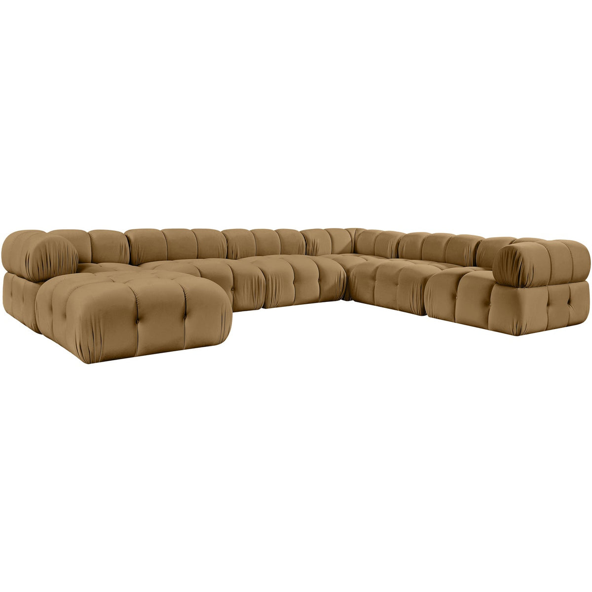 Orin Saddle Velvet Performance Fabric Upholstered 7 Piece Modular Sectional Sofa