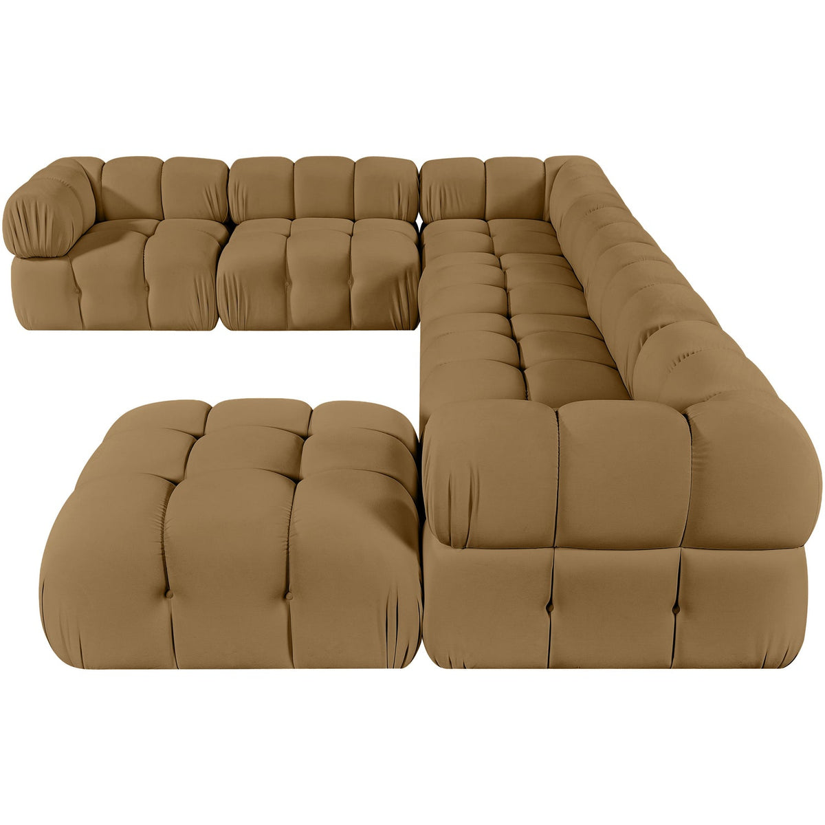 Orin Saddle Velvet Performance Fabric Upholstered 7 Piece Modular Sectional Sofa