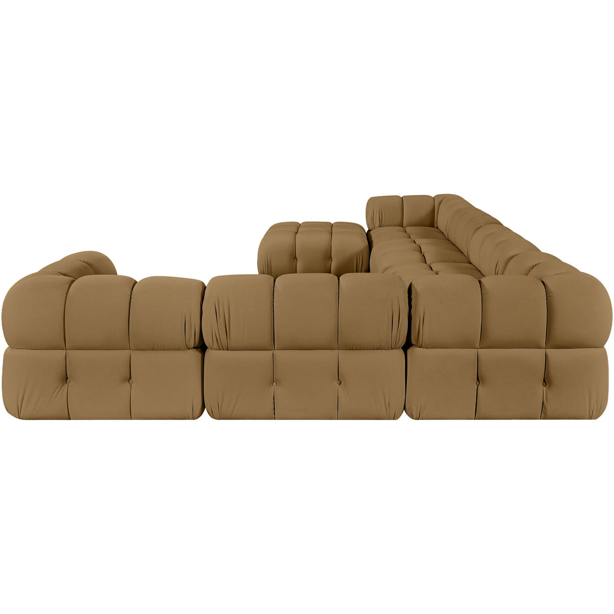 Orin Saddle Velvet Performance Fabric Upholstered 7 Piece Modular Sectional Sofa
