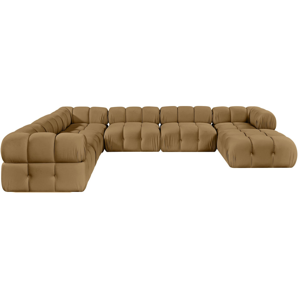 Orin Saddle Velvet Performance Fabric Upholstered 7 Piece Modular Sectional Sofa
