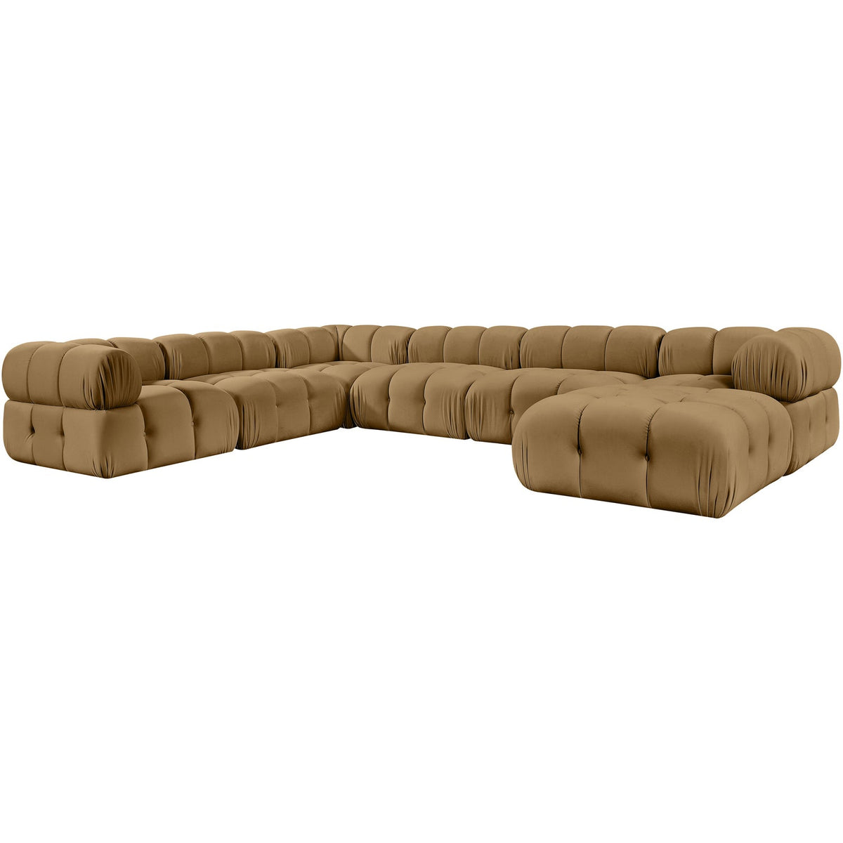 Orin Saddle Velvet Performance Fabric Upholstered 7 Piece Modular Sectional Sofa