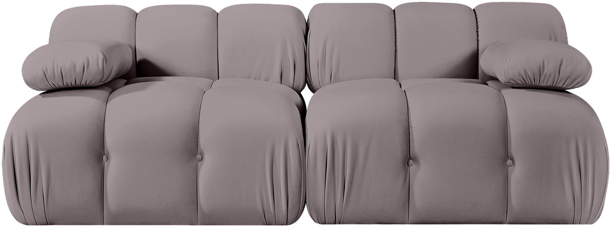 Orin Taupe Velvet Performance Fabric Upholstered 2 Piece Modular Sofa