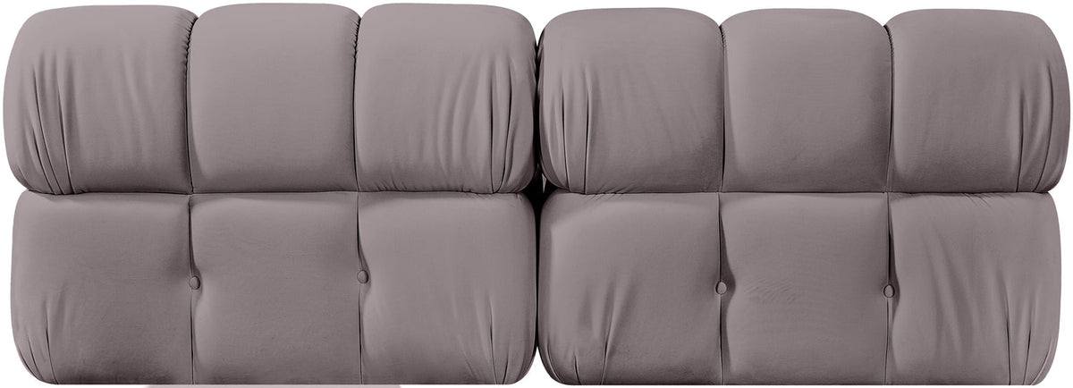 Orin Taupe Velvet Performance Fabric Upholstered 2 Piece Modular Sofa