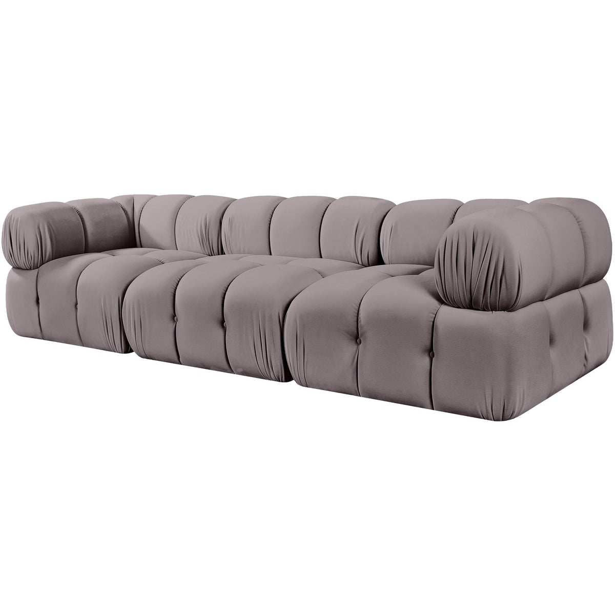 Orin Taupe Velvet Performance Fabric Upholstered 3 Piece Modular Sofa