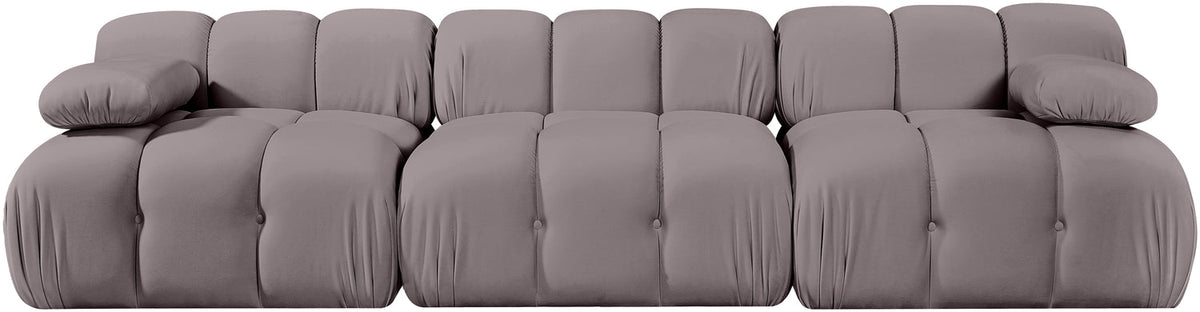 Orin Taupe Velvet Performance Fabric Upholstered 3 Piece Modular Sofa
