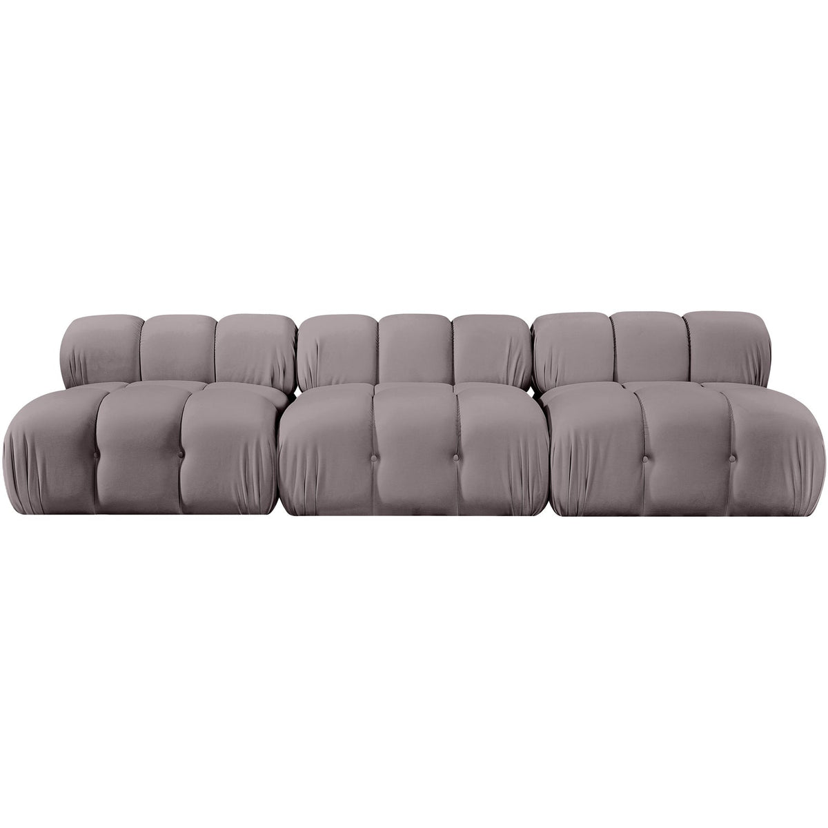Orin Taupe Velvet Performance Fabric Upholstered 3 Piece Modular Sofa