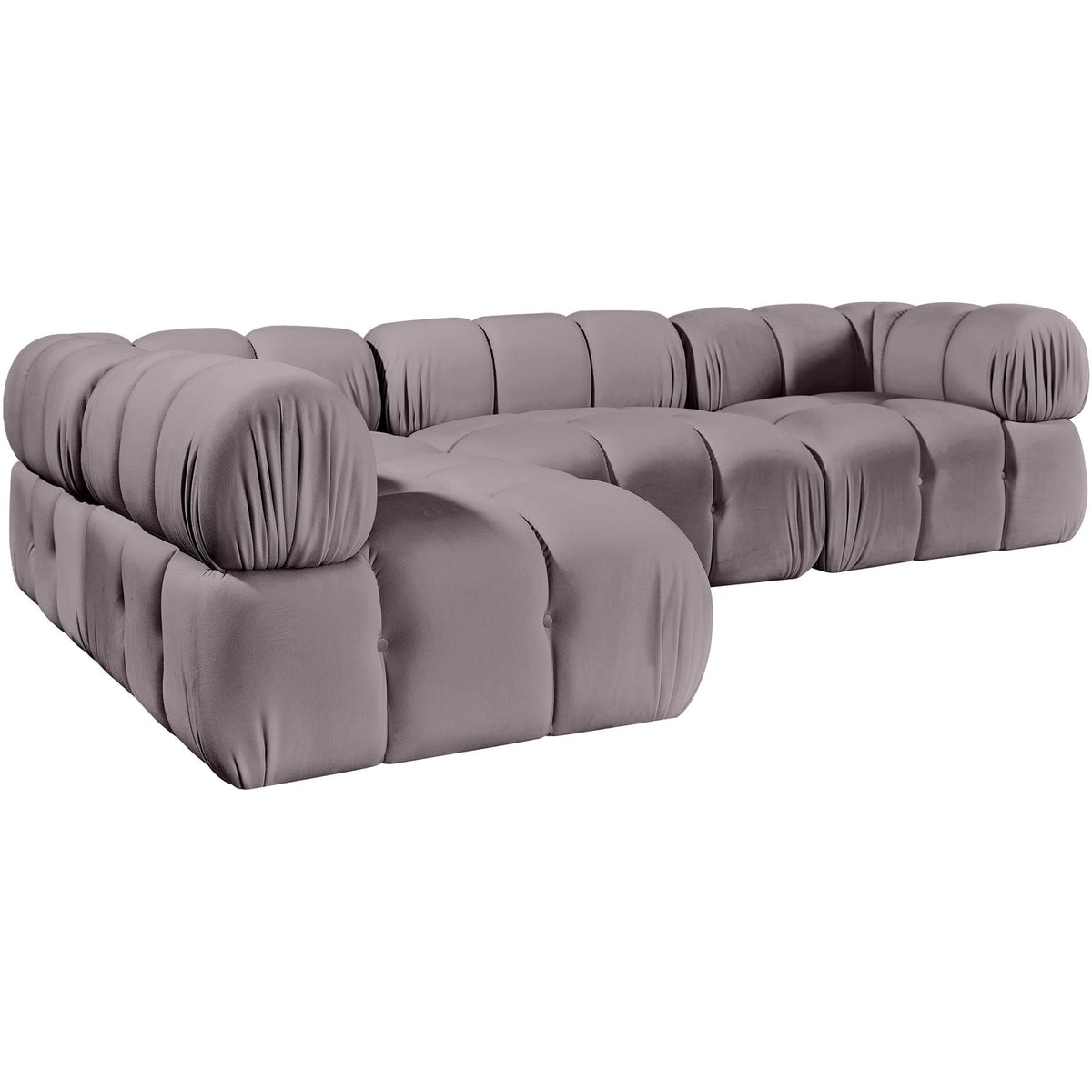 Orin Taupe Velvet Performance Fabric Upholstered 4 Piece Modular Sectional Sofa