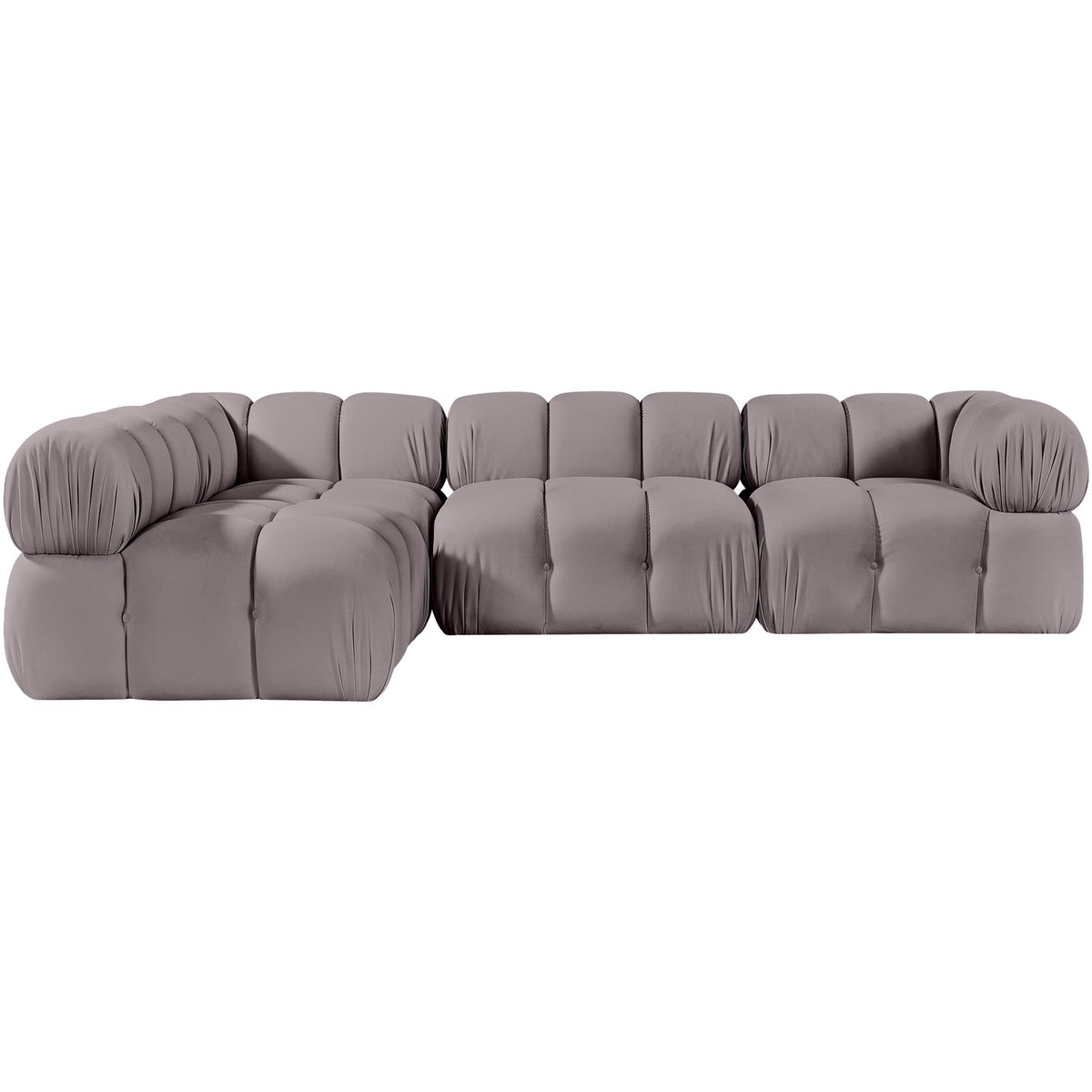 Orin Taupe Velvet Performance Fabric Upholstered 4 Piece Modular Sectional Sofa