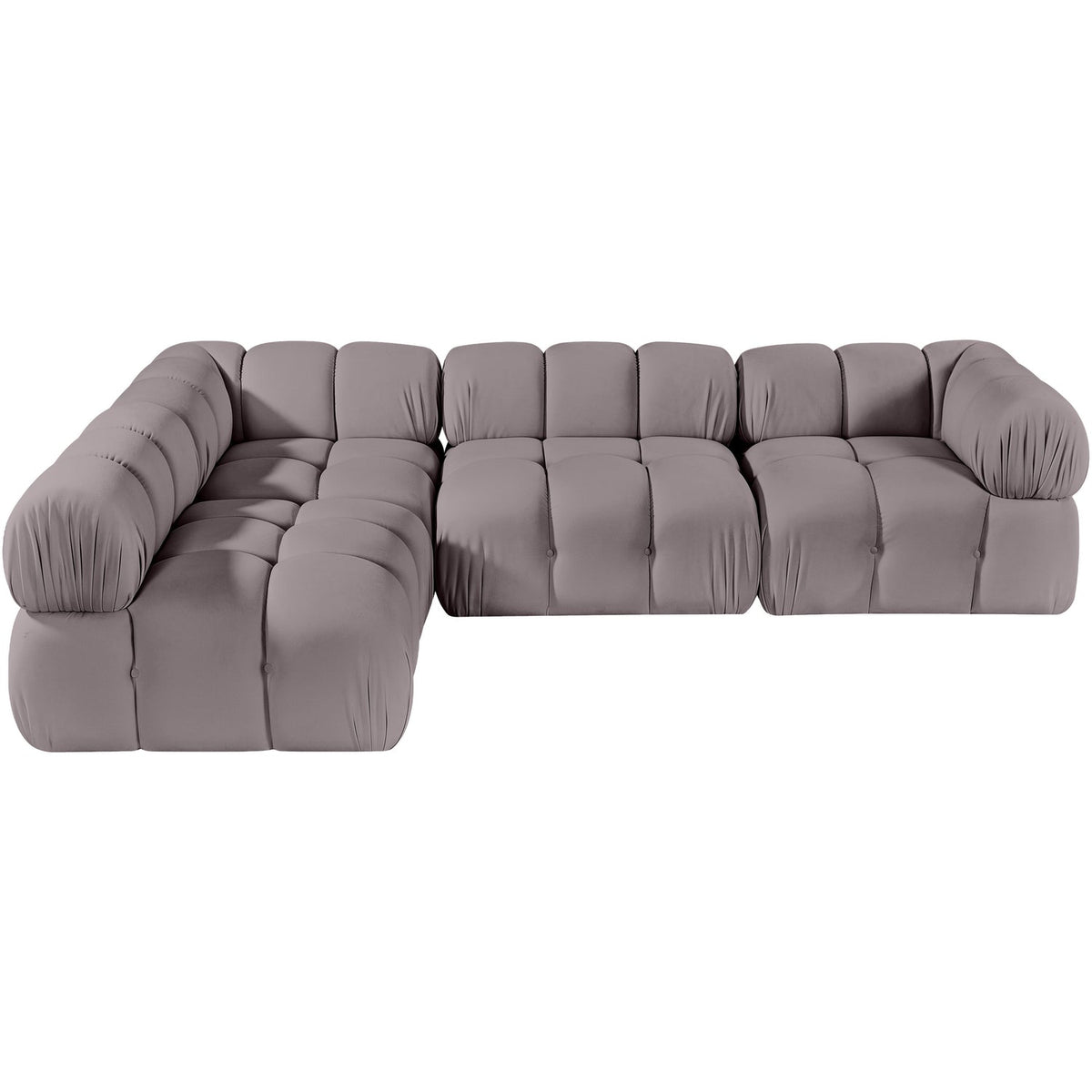 Orin Taupe Velvet Performance Fabric Upholstered 4 Piece Modular Sectional Sofa