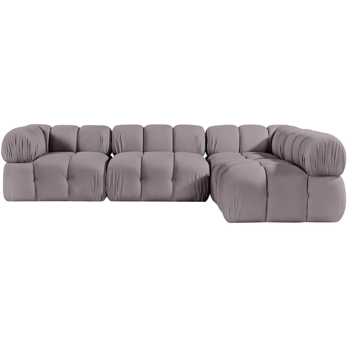 Orin Taupe Velvet Performance Fabric Upholstered 4 Piece Modular Sectional Sofa