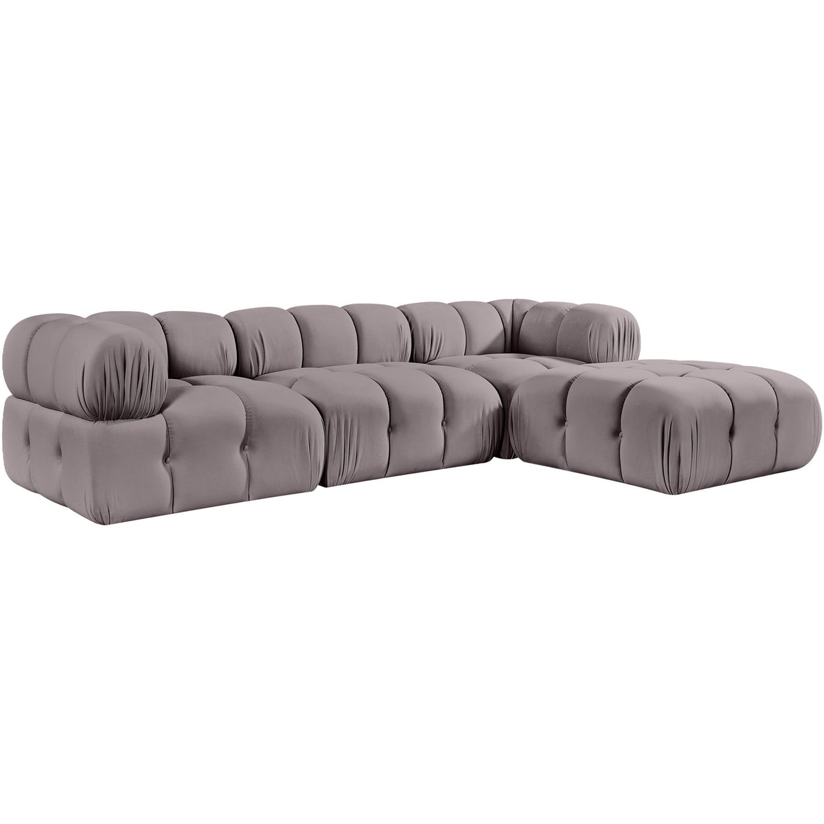 Orin Taupe Velvet Performance Fabric Upholstered 4 Piece Modular Sectional Sofa