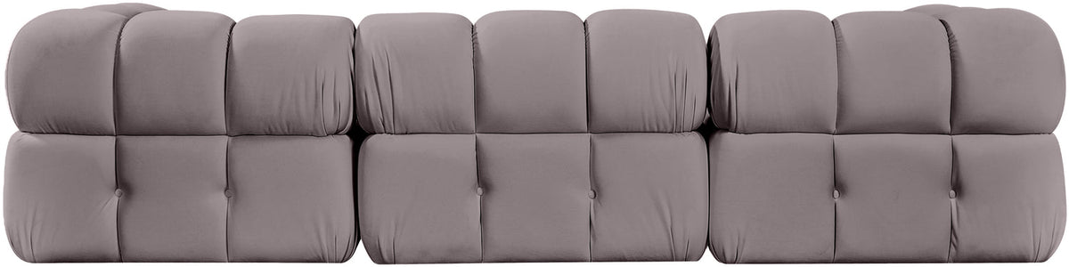 Orin Taupe Velvet Performance Fabric Upholstered 4 Piece Modular Sectional Sofa