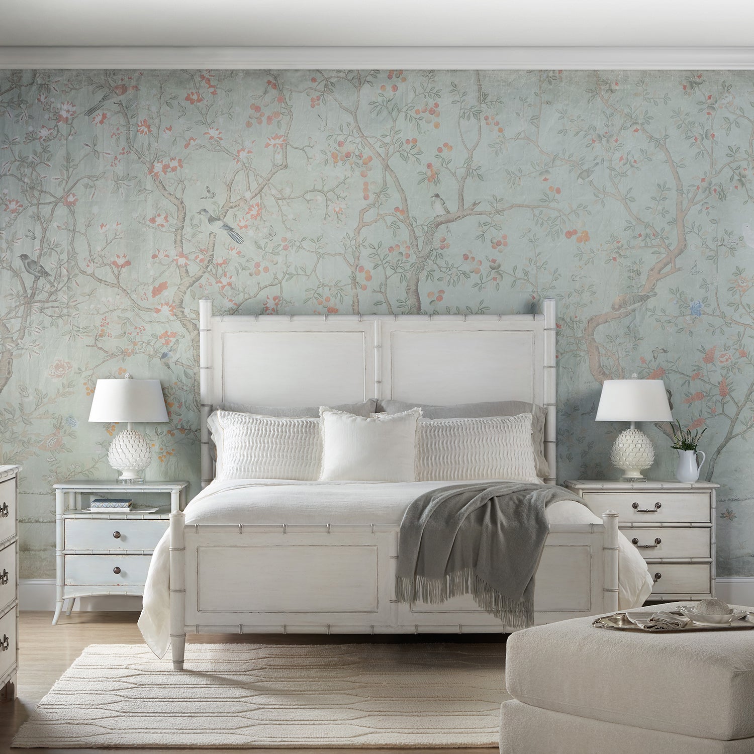 Hooker Furniture Charleston Three-Drawer White Heron Nightstand