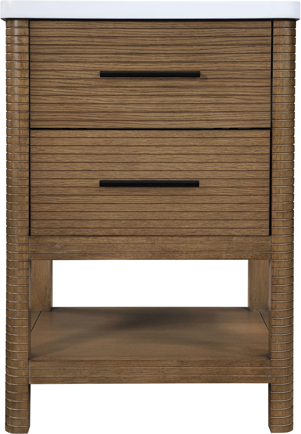 Oakwell 24in Brown Engineered Stone And Solid Wood Bathroom Vanity