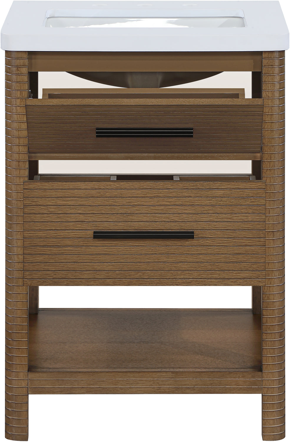 Oakwell 24in Brown Engineered Stone And Solid Wood Bathroom Vanity