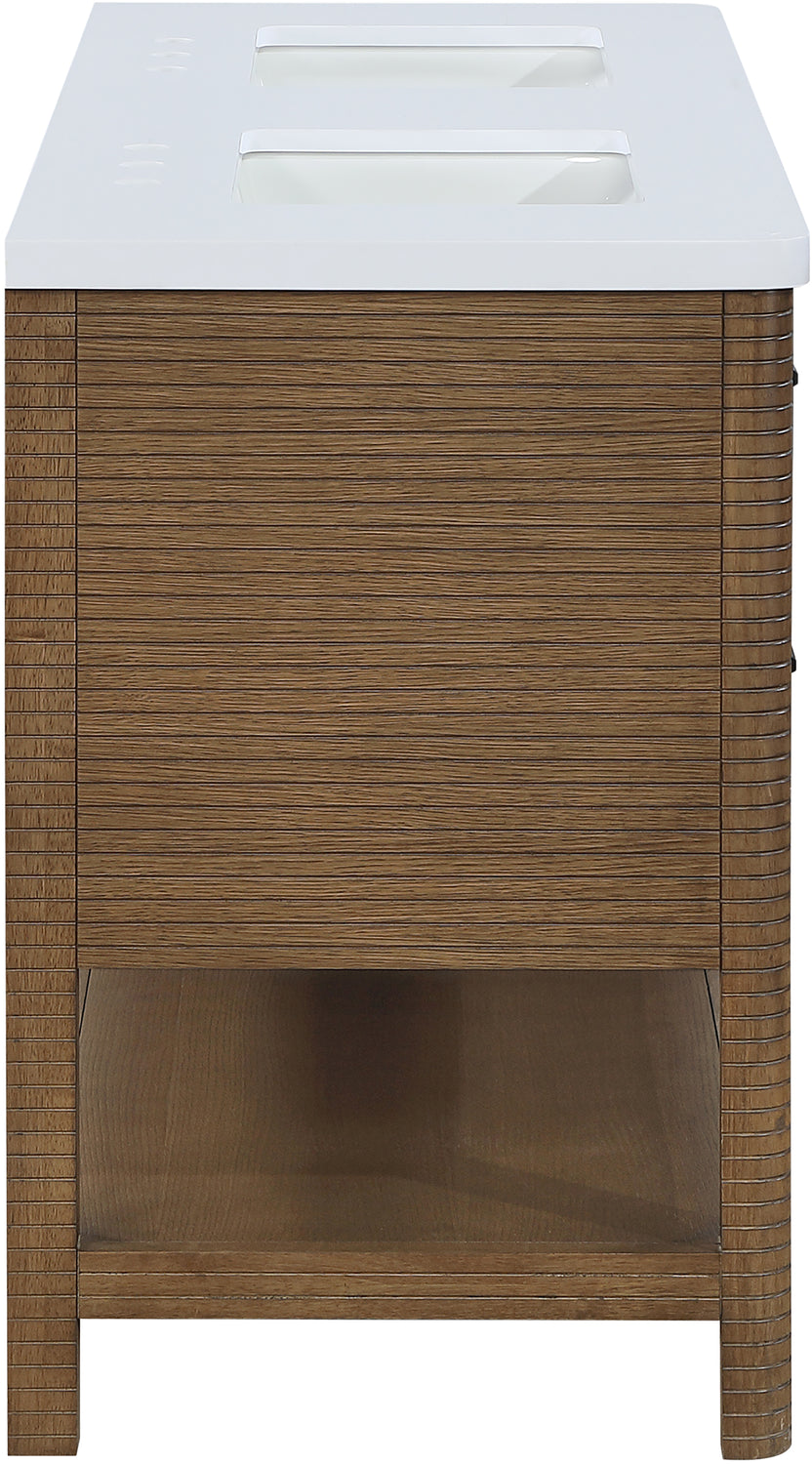 Oakwell 60in Brown Engineered Stone And Solid Wood Bathroom Vanity